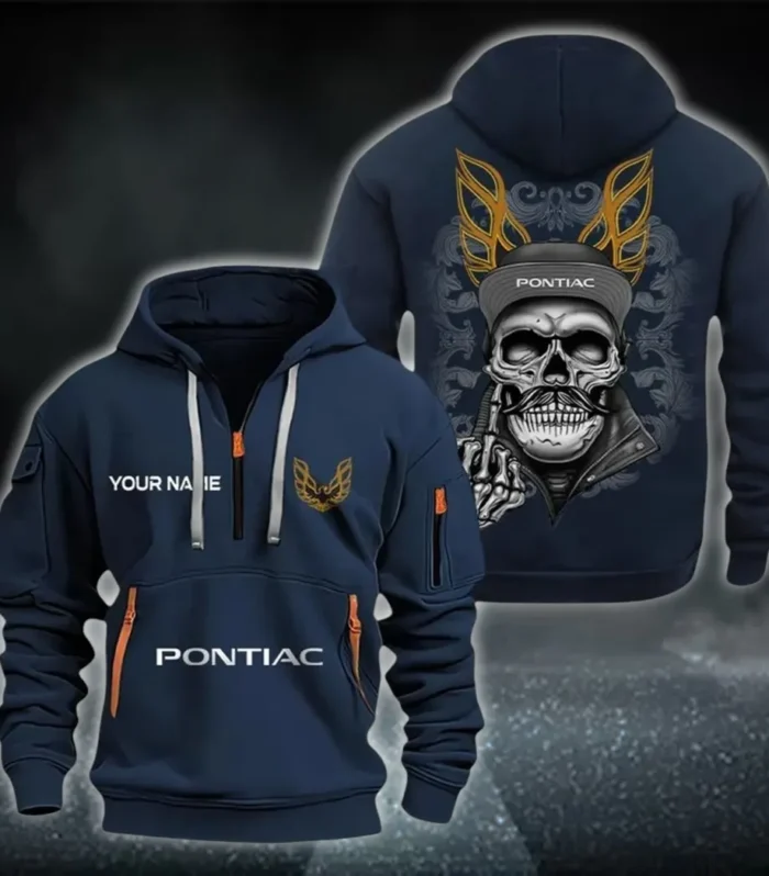 Classic Muscle Car Hoodie Half Zipper, Bold Fan Hoodie CAR166 - Navy