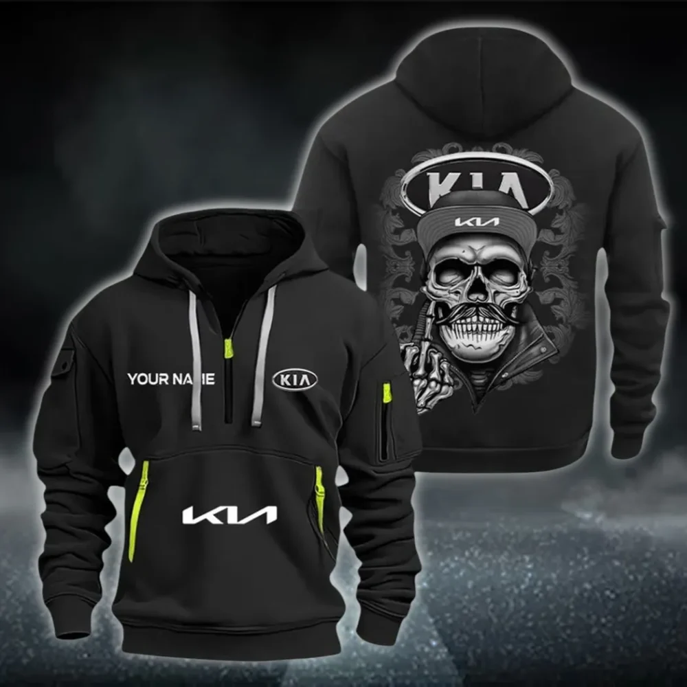 Small City Car Hoodie Half Zipper, Modern Sport Hoodie CAR166 - Black