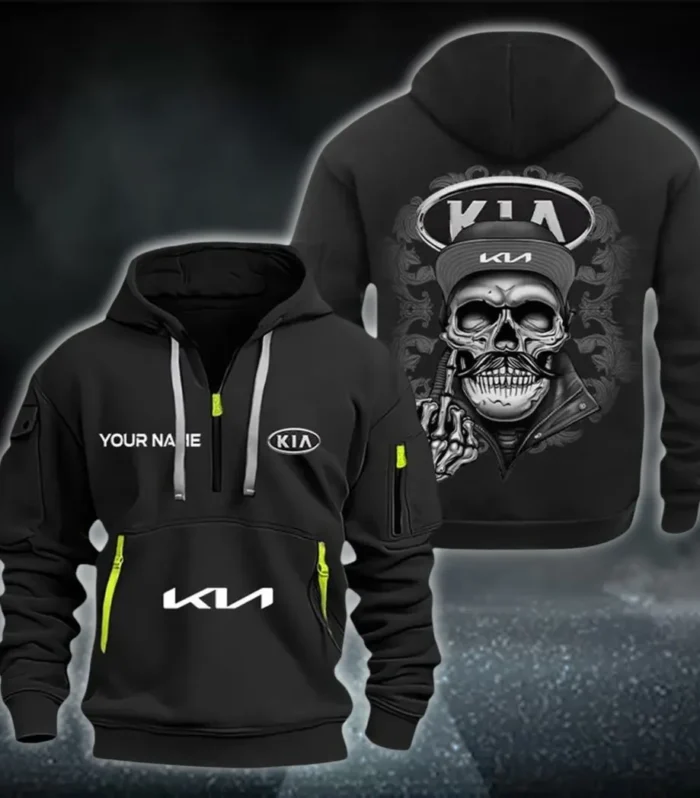 Small City Car Hoodie Half Zipper, Modern Sport Hoodie CAR166 - Black