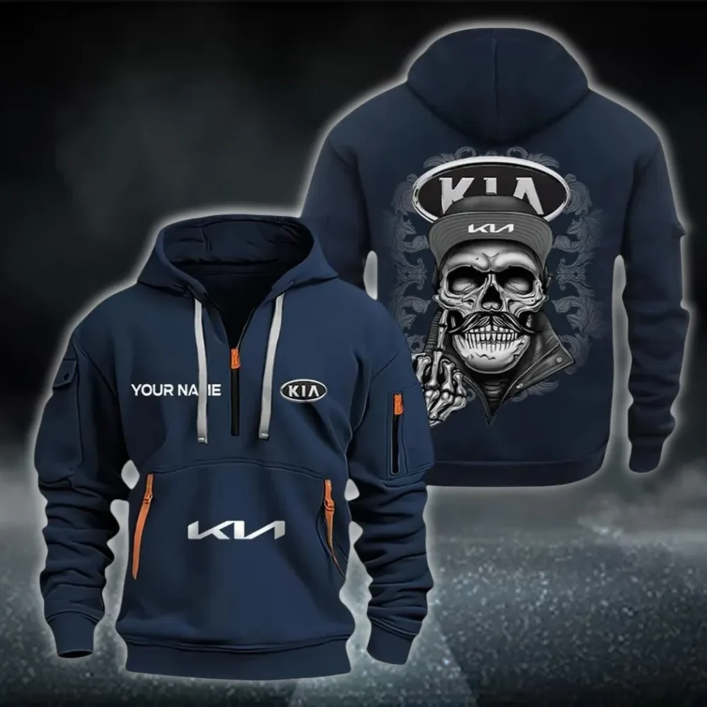 Everyday Vehicle Hoodie Half Zipper, True Fan Hoodie CAR166 - Navy