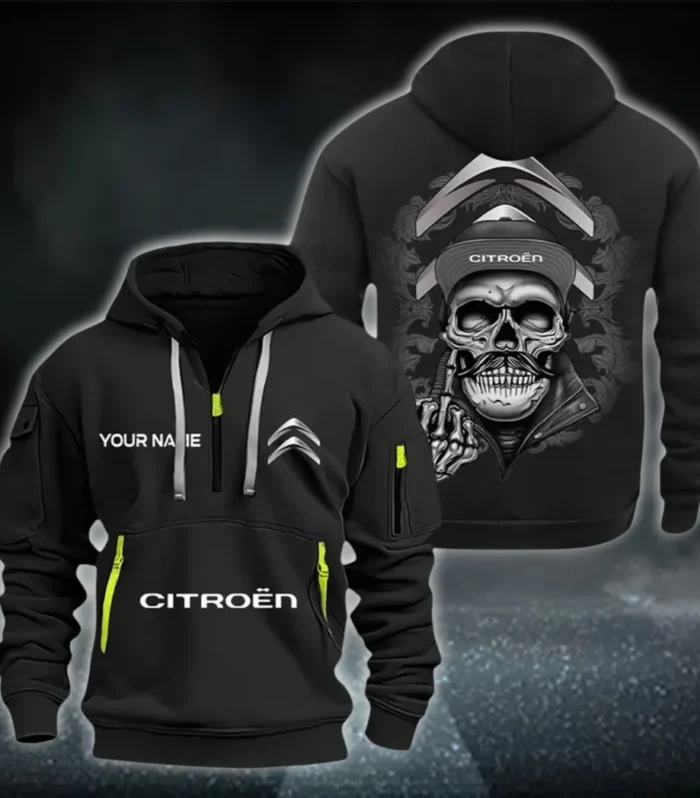 Practical Crossover Hoodie Half Zipper, Active Supporter Half-Zip Hoodie CAR166 - Black