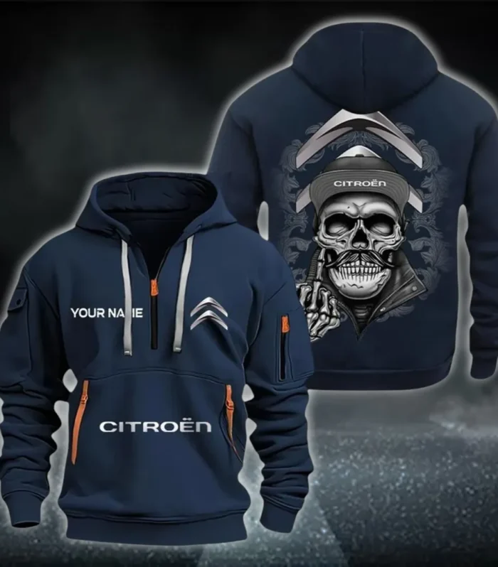 City Car Hoodie Half Zipper, True Fan Hoodie CAR166 - Navy