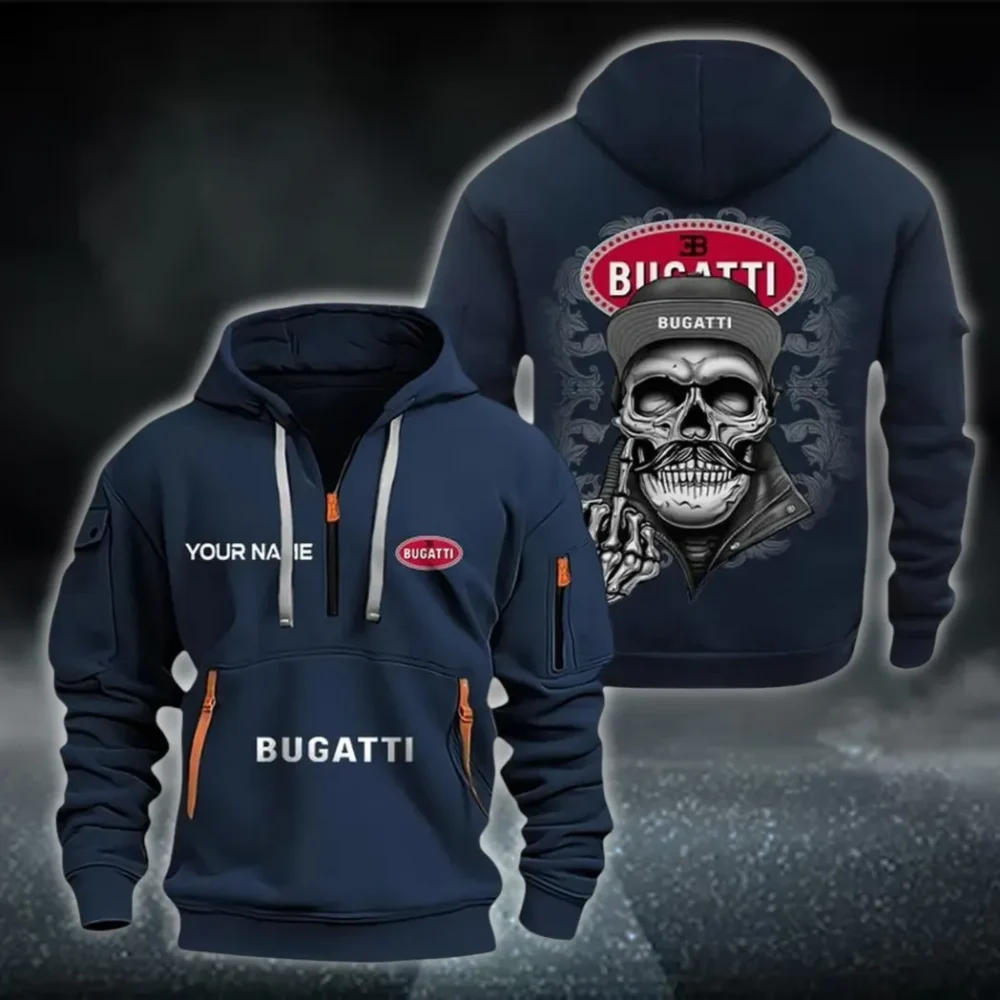 Supercar Hoodie Half Zipper, Supporter Style Half-Zip Hoodie CAR166 - Navy