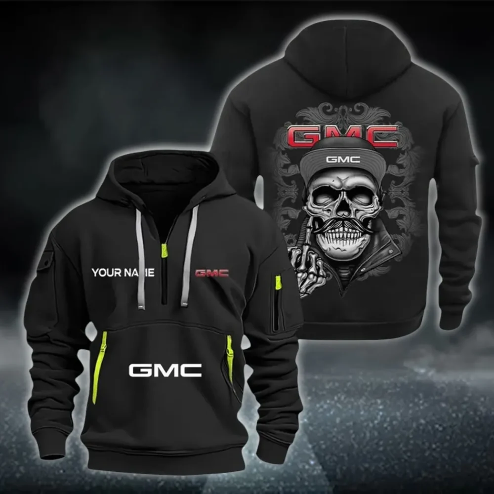American Truck Hoodie Half Zipper, Casual Sport Half-Zip Hoodie CAR166 - Black