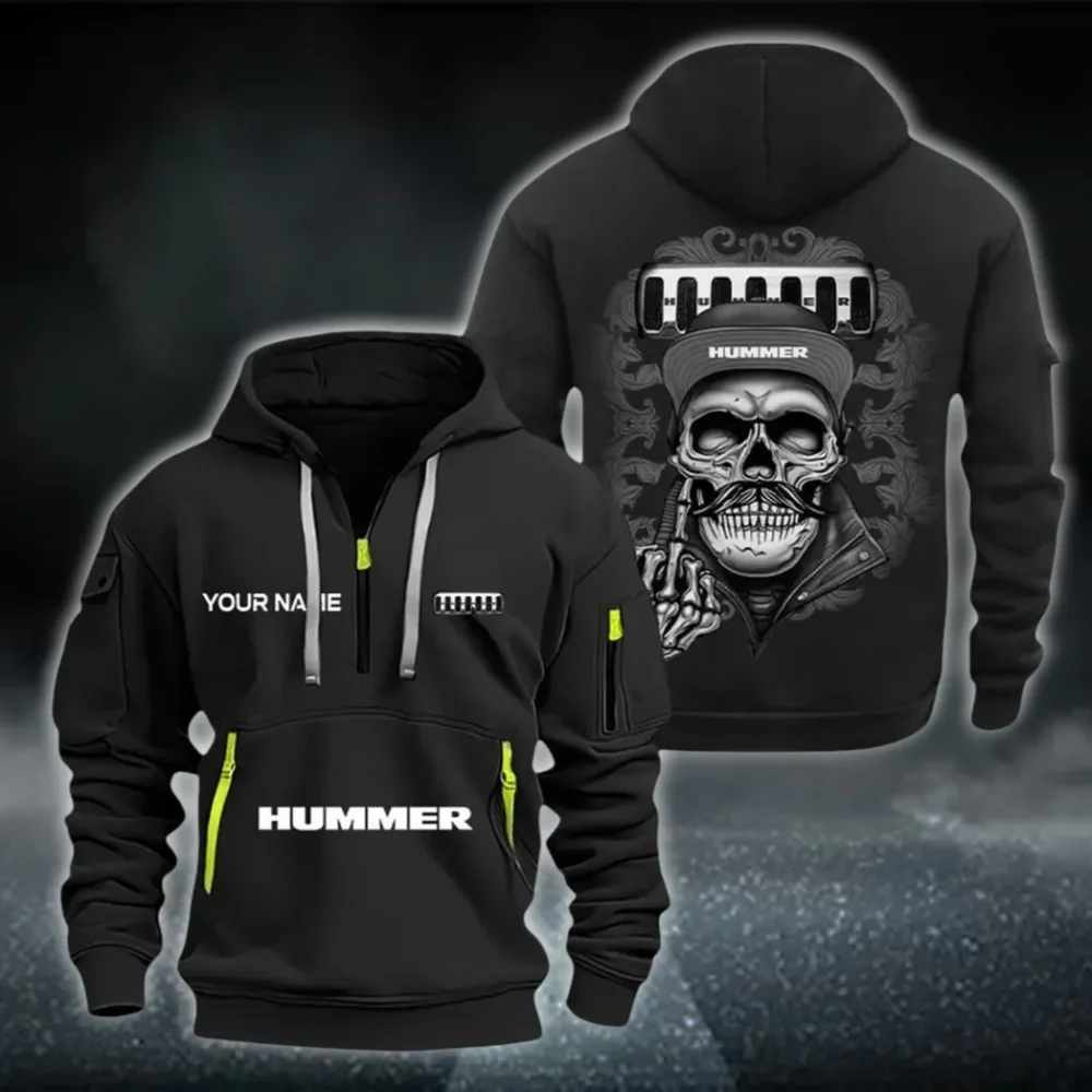 Off-Road Vehicle Hoodie Half Zipper, Casual Sport Half-Zip Hoodie CAR166 - Black