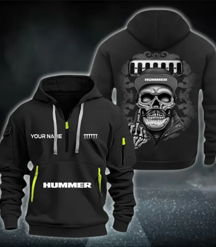 Off-Road Vehicle Hoodie Half Zipper, Casual Sport Half-Zip Hoodie CAR166 - Black