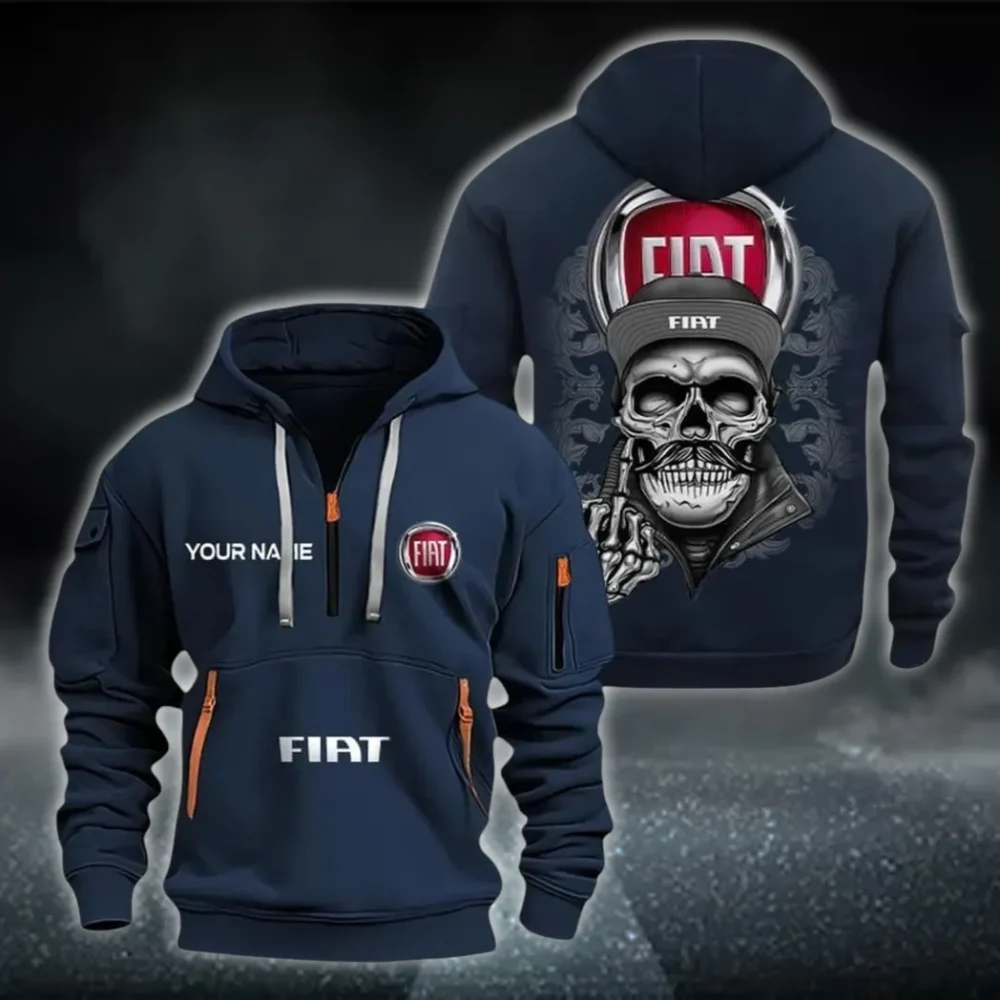 Compactura Motors Hoodie Half Zipper, Classic Sport Half-Zip Hoodie CAR166 - Navy