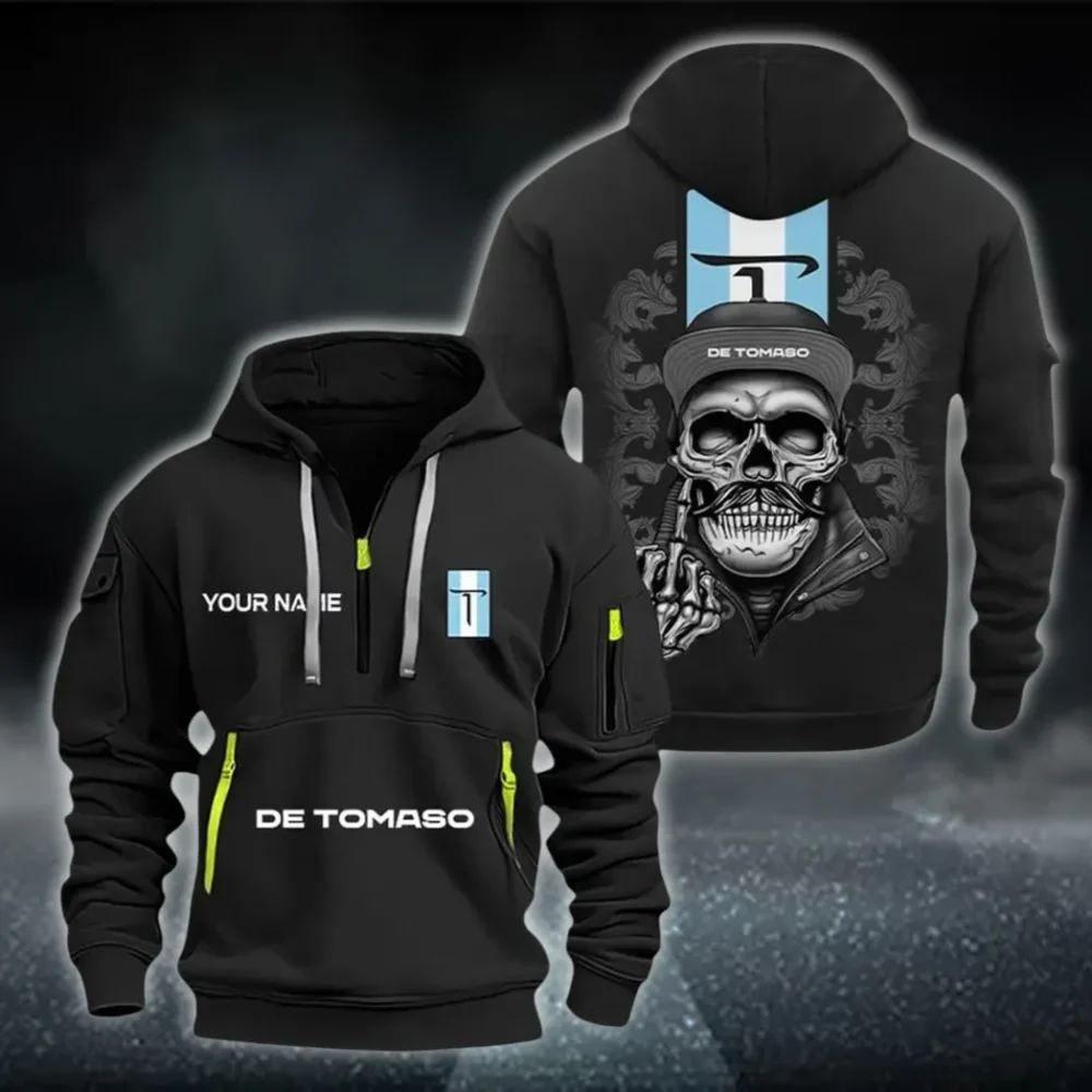 Luxury Muscle Hoodie Half Zipper, Classic Sport Half-Zip Hoodie CAR166 - Black