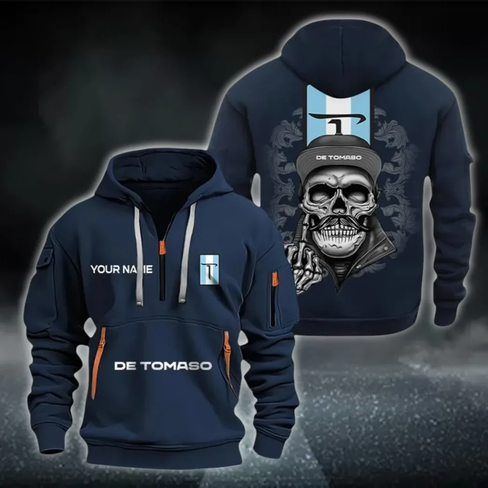 High-Performance GT Hoodie Half Zipper, Streetwear Fan Hoodie CAR166 - Navy