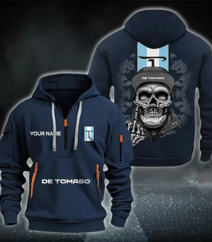 High-Performance GT Hoodie Half Zipper, Streetwear Fan Hoodie CAR166 - Navy
