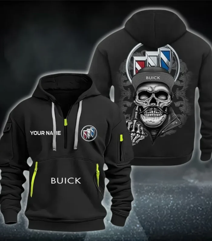 Compact SUV Hoodie Half Zipper, Supporter Style Half-Zip Hoodie CAR166 - Black