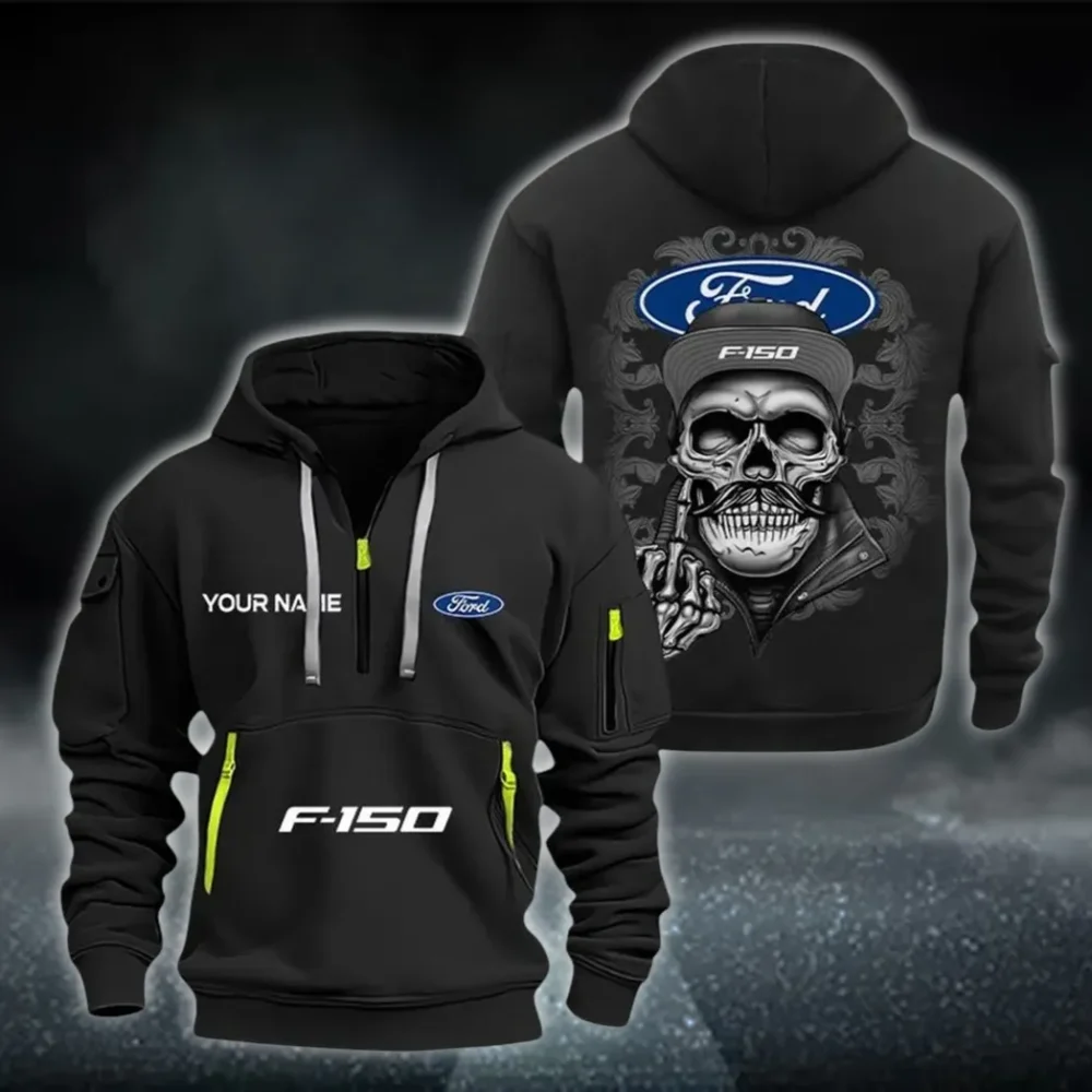 Pickup Truck Hoodie Half Zipper, All-Season Fan Half-Zip Hoodie CAR166 - Black
