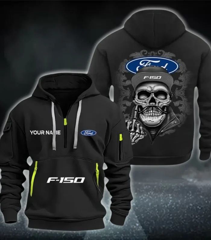 Pickup Truck Hoodie Half Zipper, All-Season Fan Half-Zip Hoodie CAR166 - Black