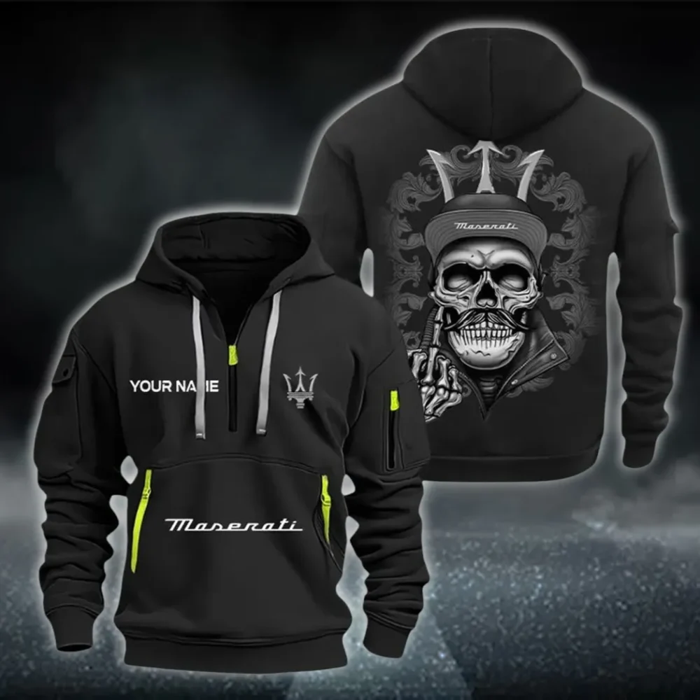 Luxury Car Hoodie Half Zipper, Lifestyle Fan Half-Zip Hoodie CAR166 - Black