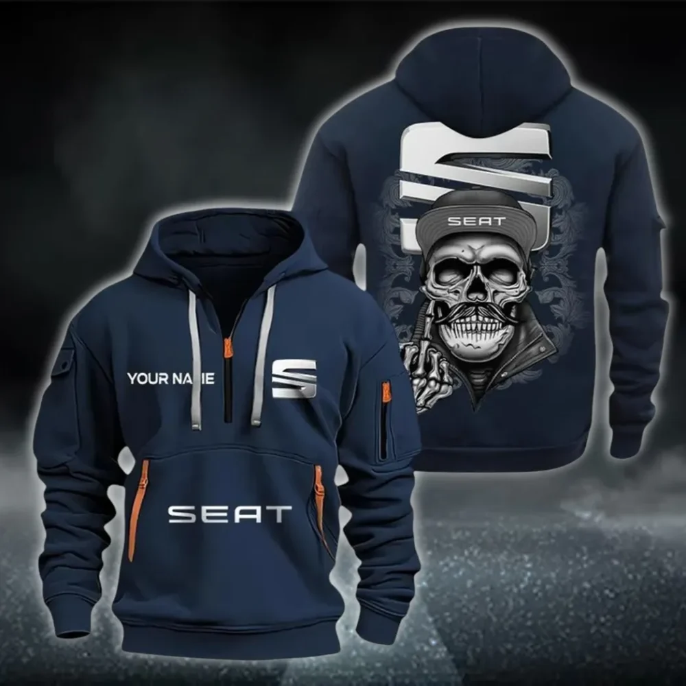 Compact Car Hoodie Half Zipper, True Fan Hoodie CAR166 - Navy