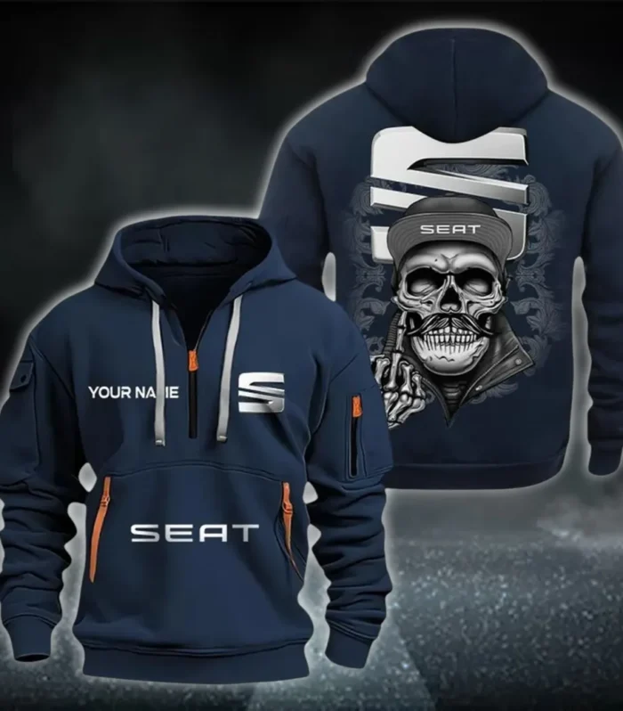 Compact Car Hoodie Half Zipper, True Fan Hoodie CAR166 - Navy