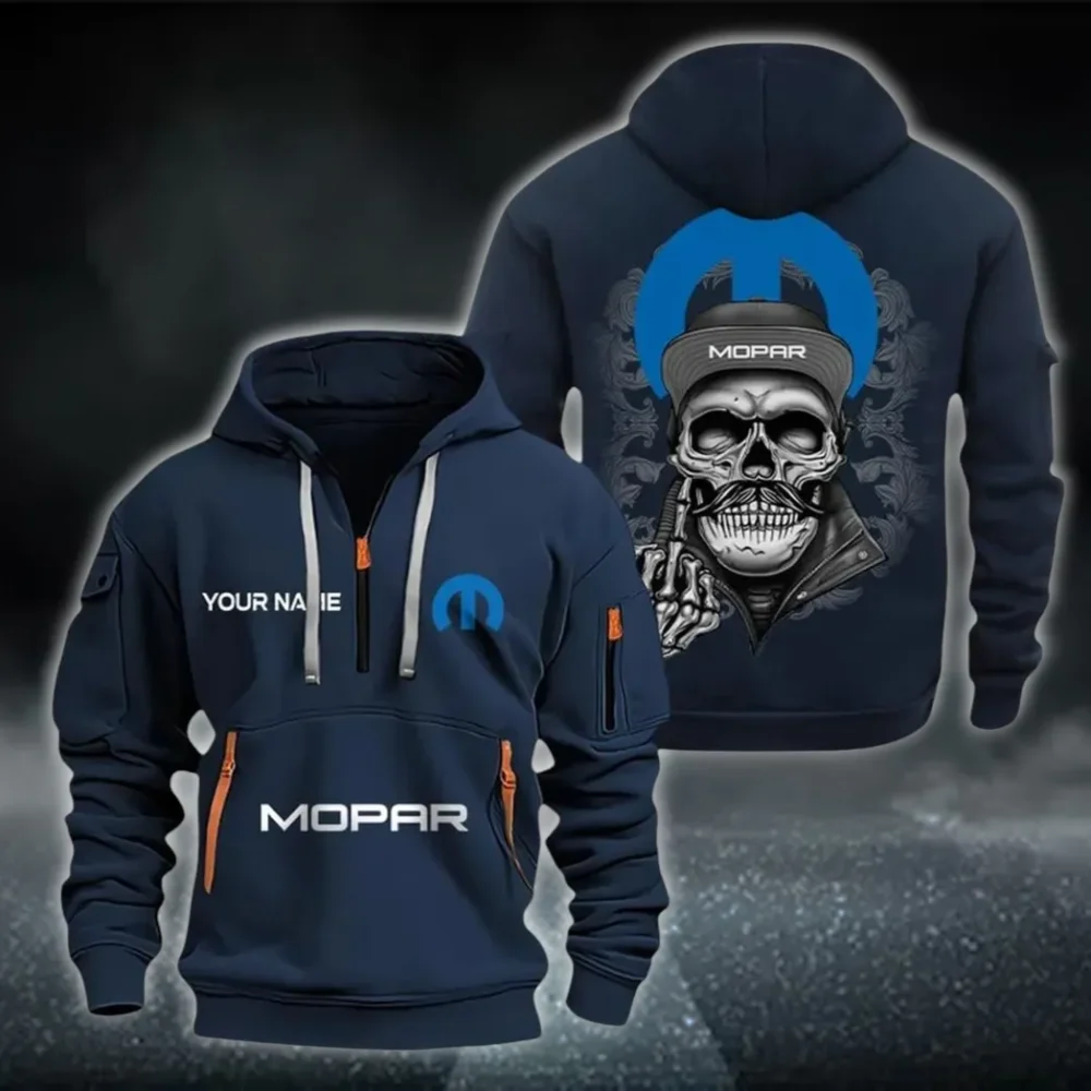 Classic Auto Hoodie Half Zipper, Athletic Fan Half-Zip Hoodie CAR166 - Navy