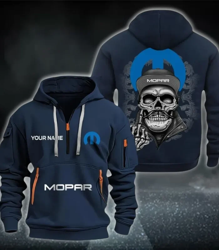 Classic Auto Hoodie Half Zipper, Athletic Fan Half-Zip Hoodie CAR166 - Navy