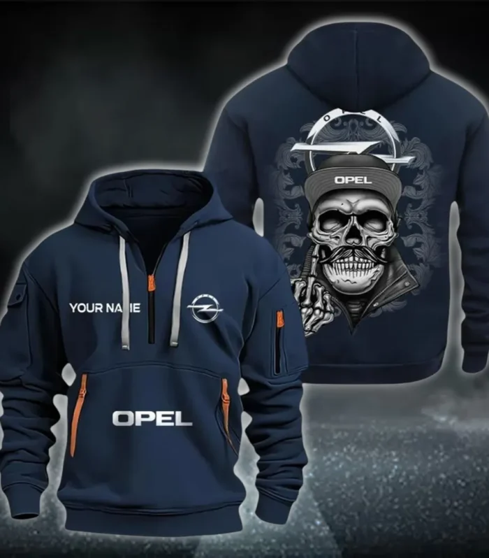 Automobile Hoodie Half Zipper, Active Spirit Hoodie CAR166 - Navy
