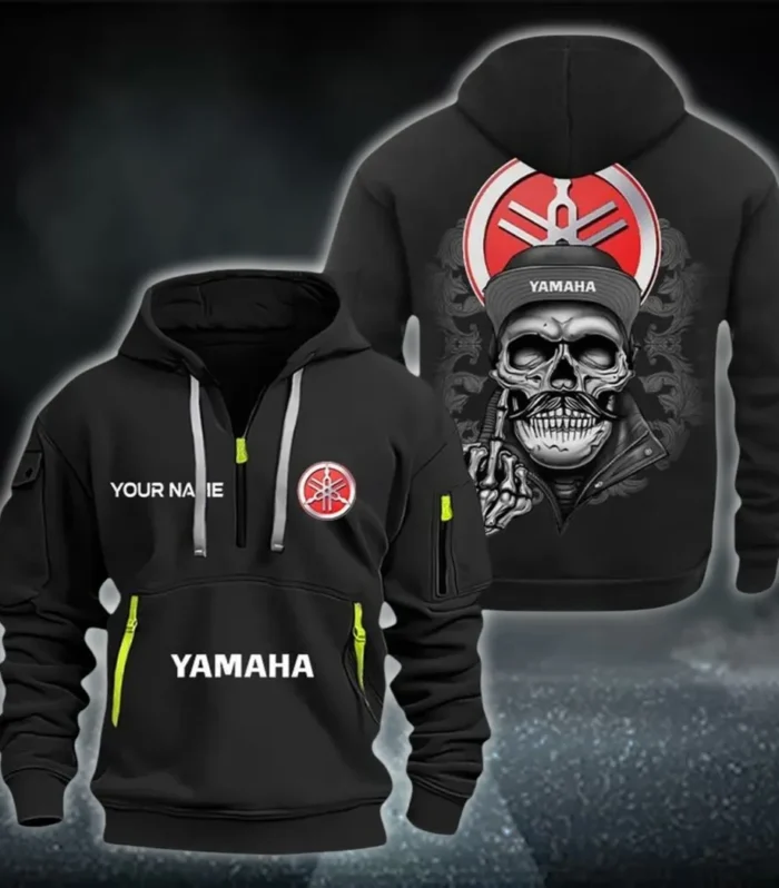 Motorbike Hoodie Half Zipper, Athletic Fan Half-Zip Hoodie CAR166 - Black