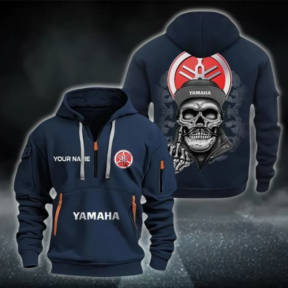 Two-Wheeler Hoodie Half Zipper, Athletic Fan Half-Zip Hoodie CAR166 - Navy