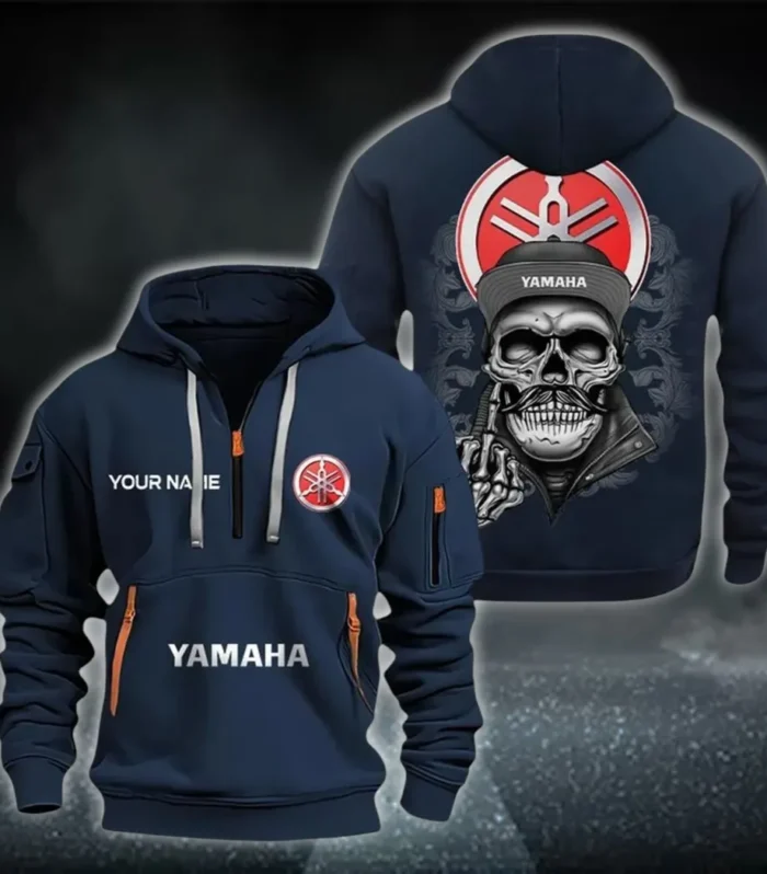 Two-Wheeler Hoodie Half Zipper, Athletic Fan Half-Zip Hoodie CAR166 - Navy