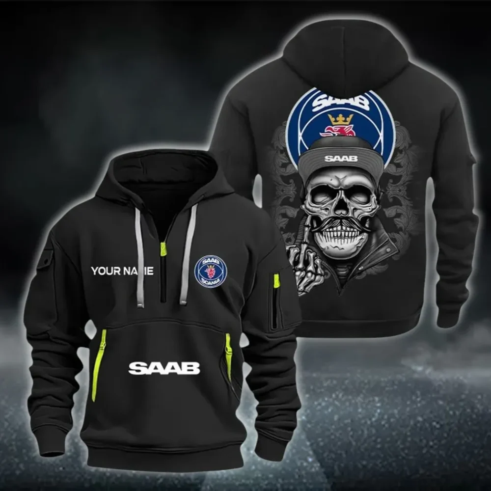 Adventure Vehicle Hoodie Half Zipper, True Fan Hoodie CAR166 - Black