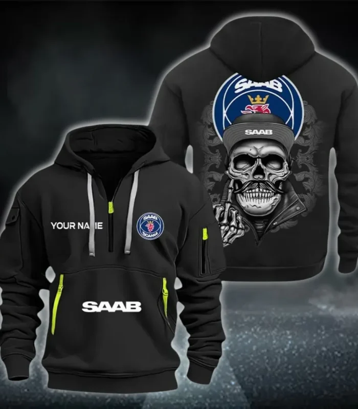 Adventure Vehicle Hoodie Half Zipper, True Fan Hoodie CAR166 - Black
