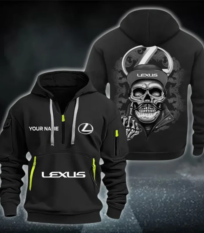 Premium Crossover Hoodie Half Zipper, Sporty Fan Half-Zip Hoodie CAR166 - Black