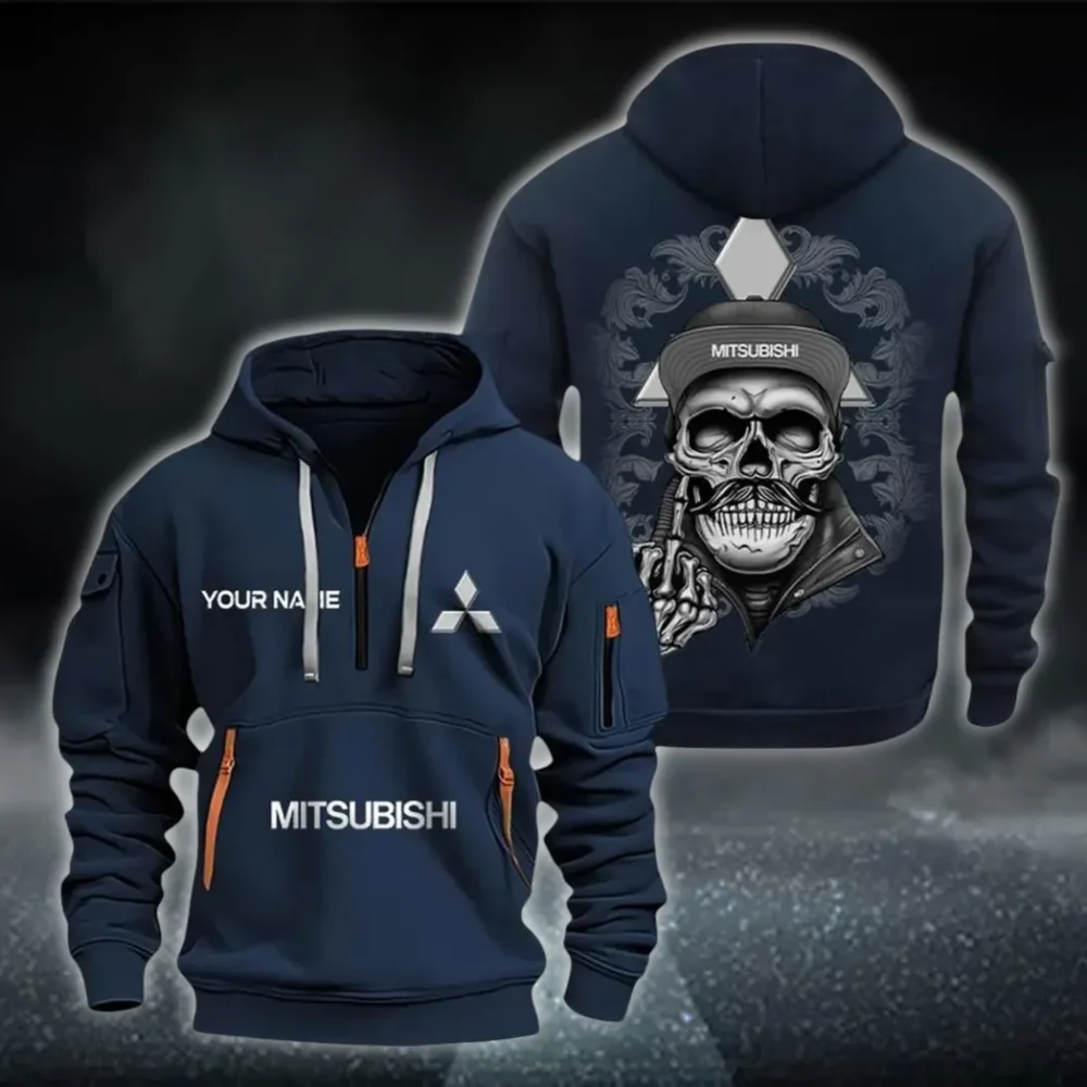 Family Hatchback Hoodie Half Zipper, Sporty Fan Half-Zip Hoodie CAR166 - Navy