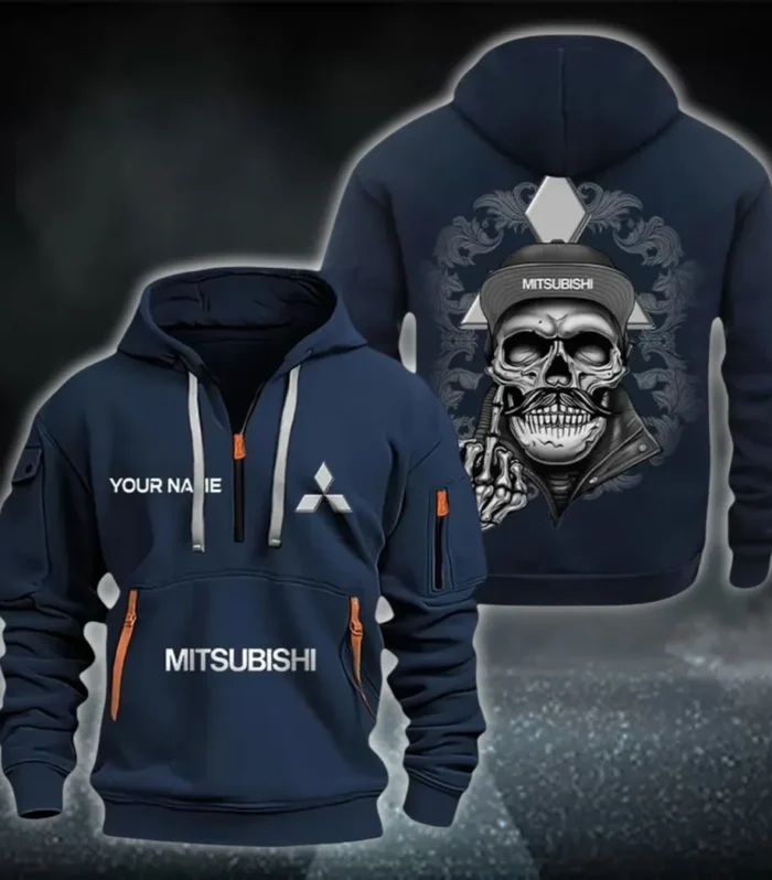 Family Hatchback Hoodie Half Zipper, Sporty Fan Half-Zip Hoodie CAR166 - Navy
