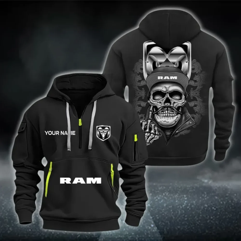 Tough Truck Brand Hoodie Half Zipper, Athletic Fan Half-Zip Hoodie CAR166 - Black