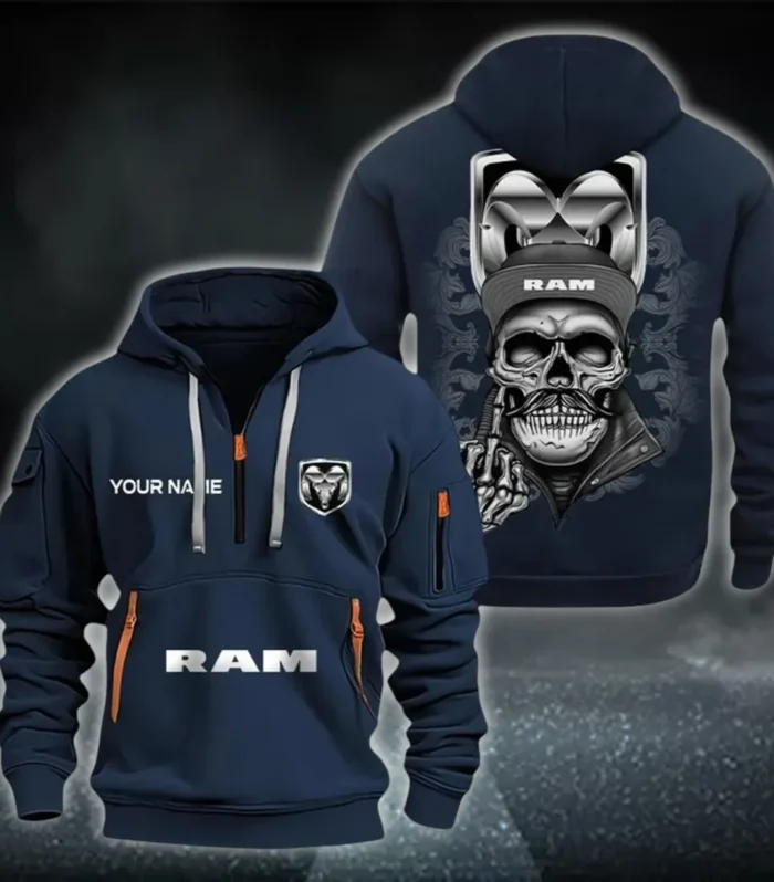 Tough Truck Brand Hoodie Half Zipper, True Supporter Half-Zip Hoodie CAR166 - Navy