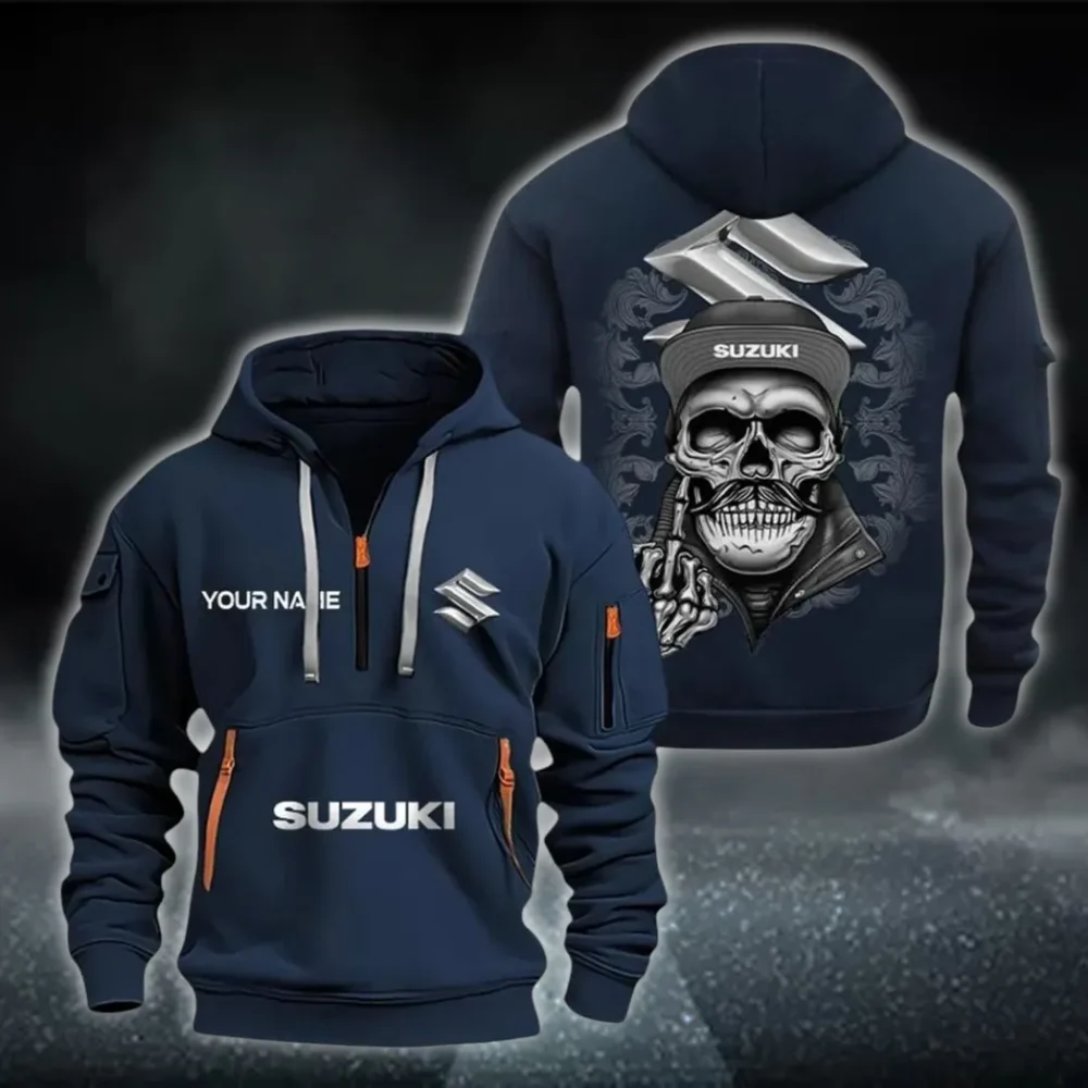Superbike Hoodie Half Zipper, All-Season Fan Half-Zip Hoodie CAR166 - Navy