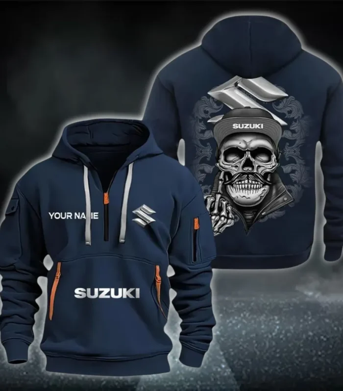 Superbike Hoodie Half Zipper, All-Season Fan Half-Zip Hoodie CAR166 - Navy
