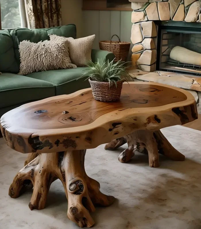 Coffee Table Driftwood Solid Wood Handmade Natural Finish