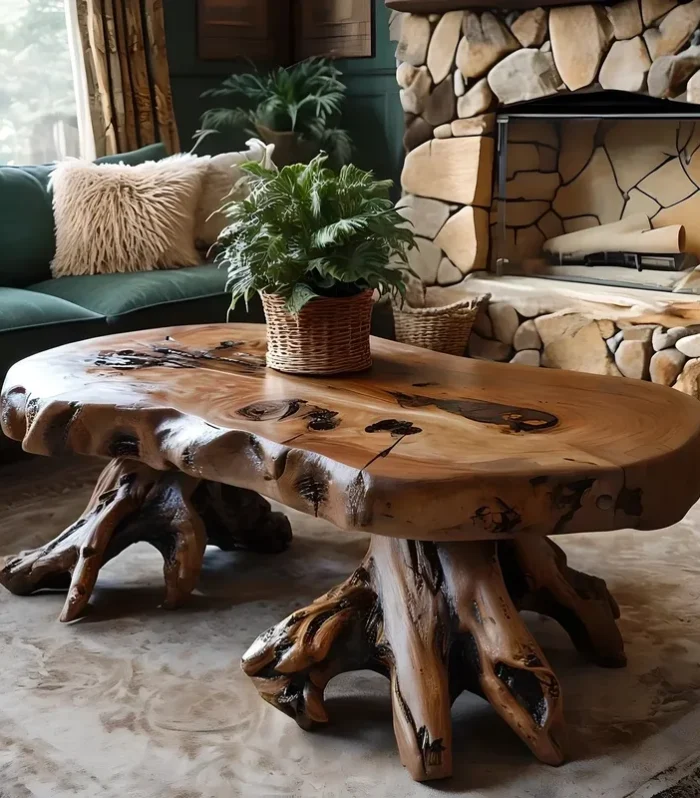 Coffee Table Recycled Solid Wood Rustic Handmade Design
