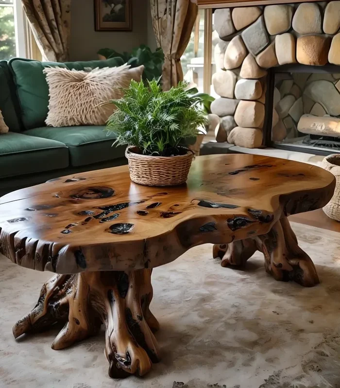 Tea Table Solid Wood Modern Rustic Handmade