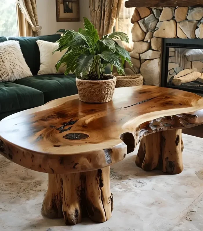 Tea Table Solid Wood Rustic Handmade Natural Look