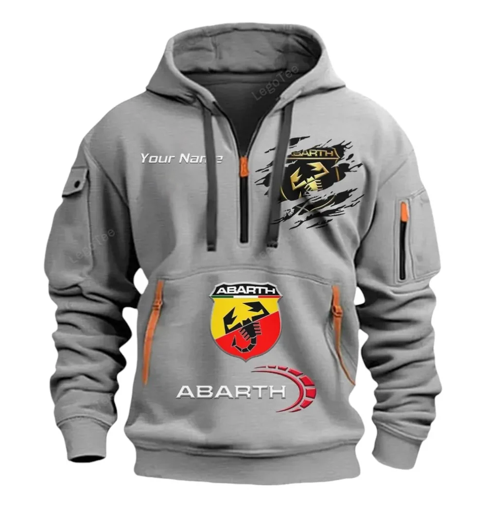 Performance Car Hoodie Half Zipper, Everyday Comfort Half-Zip Hoodie CAR113 - Gray - Image 2