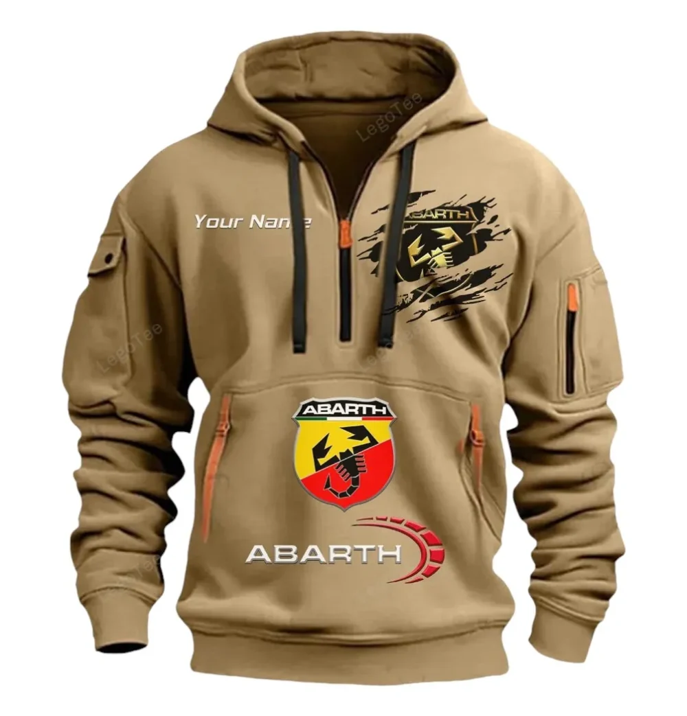 Performance Car Hoodie Half Zipper, Active Supporter Half-Zip Hoodie CAR113 - Khaki - Image 2