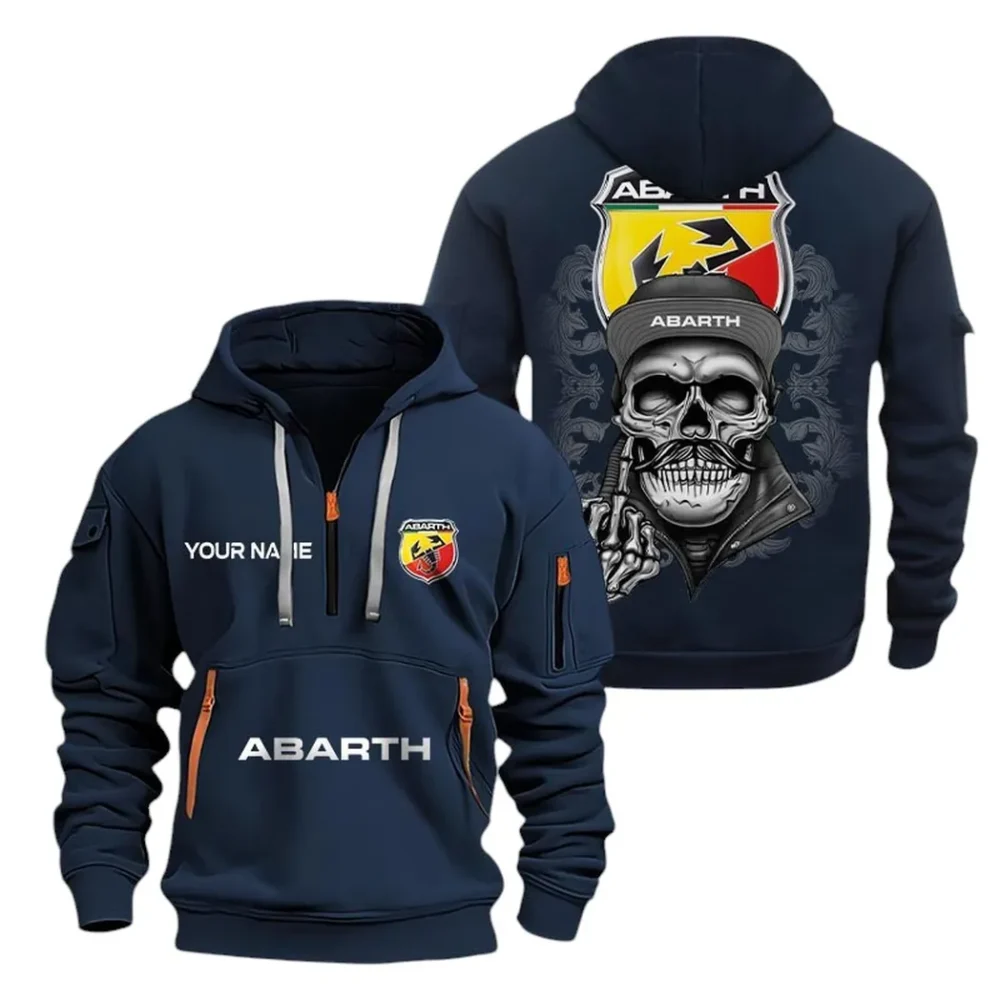 Rally Car Hoodie Half Zipper, Classic Sport Half-Zip Hoodie CAR166 - Navy - Image 2