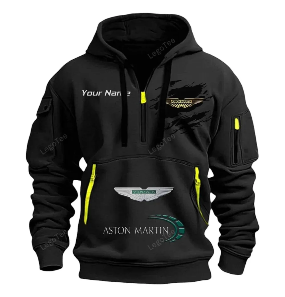 Driving Machine Hoodie Half Zipper, Lifestyle Fan Half-Zip Hoodie CAR113 - Black - Image 2