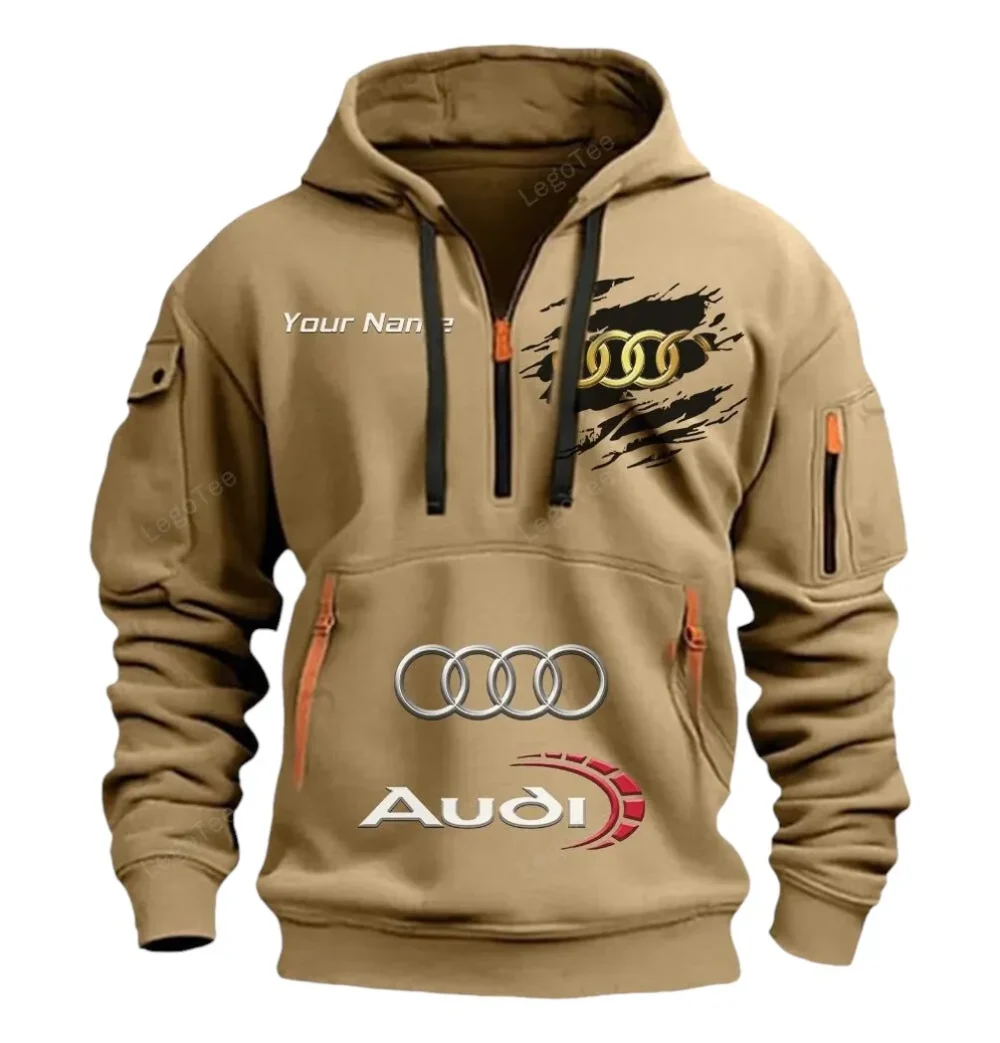 Sports Sedan Hoodie Half Zipper, Sporty Fan Half-Zip Hoodie CAR113 - Khaki - Image 2