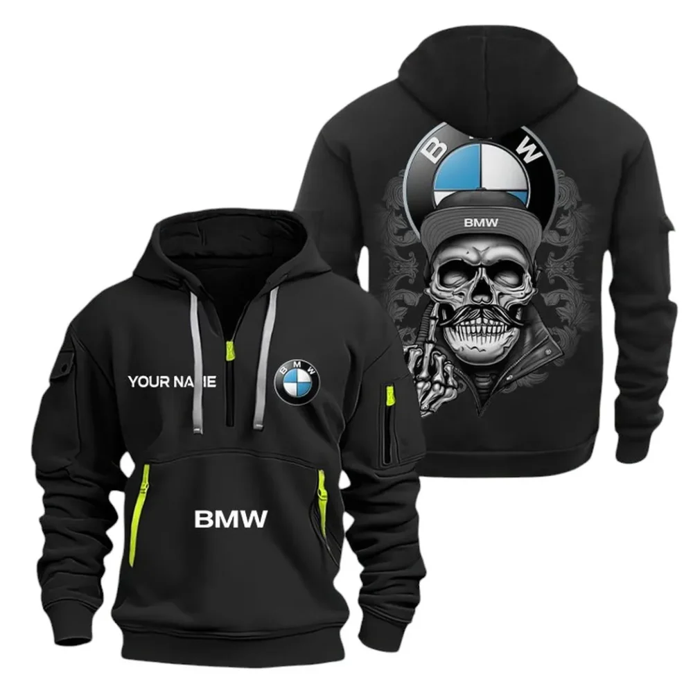 Premium Sedan Hoodie Half Zipper, Warm Up Hoodie CAR166 - Black - Image 2