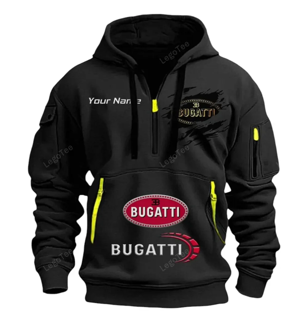 Supercar Hoodie Half Zipper, Classic Sport Half-Zip Hoodie CAR113 - Black - Image 2