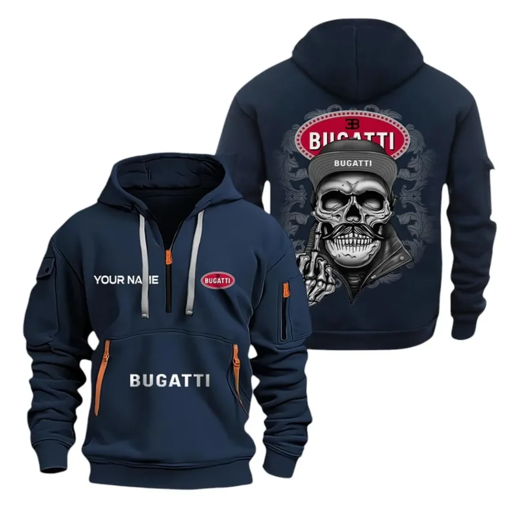 Supercar Hoodie Half Zipper, Supporter Style Half-Zip Hoodie CAR166 - Navy - Image 2
