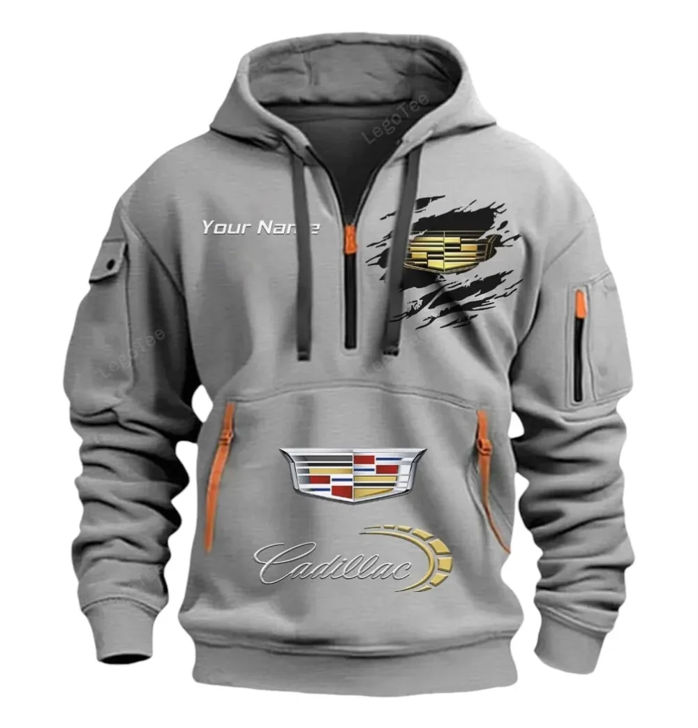 Performance Car Hoodie Half Zipper, Classic Sport Half-Zip Hoodie CAR113 - Gray - Image 2