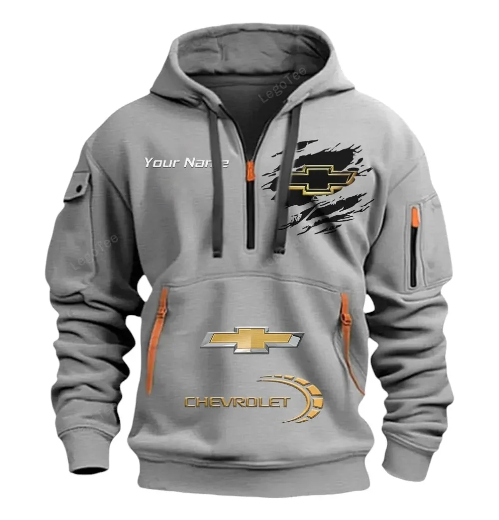 Sporty  Vehicle Hoodie Half Zipper, Game Ready Half-Zip Hoodie CAR113 - Gray - Image 2