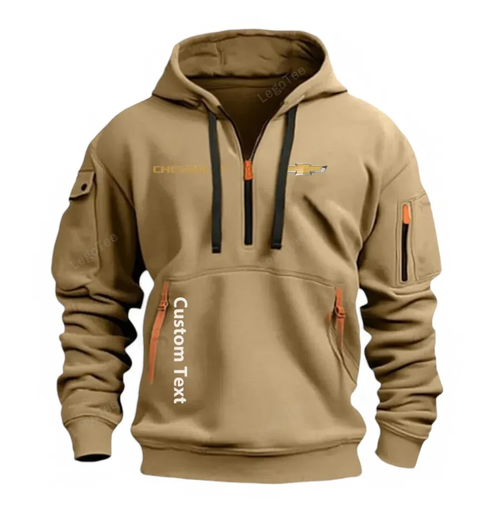 Urban Commuter Car Hoodie Half Zipper, Bold Fan Hoodie CAR112 - Khaki - Image 2